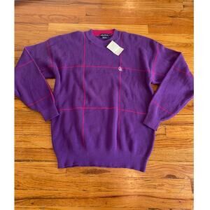 Rare vintage Nautica windowpane sweater size L purple/pink color way NWT